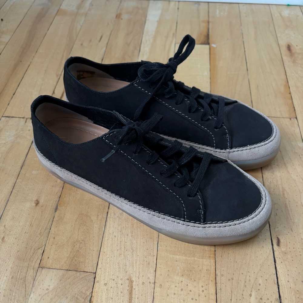 CLARKS ARTISAN Womens Black‎ & Tan Leather Casual Lace Up Shoes Size 9 M Comfort